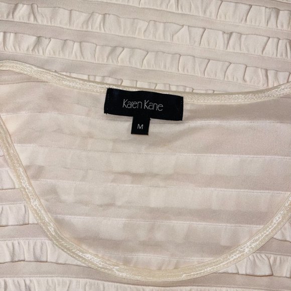 Karen Kane Ivory Ruffle Short Sleeve Blouse Size M - Picture 4 of 4